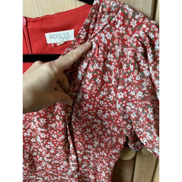 Roolee Mom Nursing Dress Red Floral Hidden Zippers XS - Picture 4 of 7